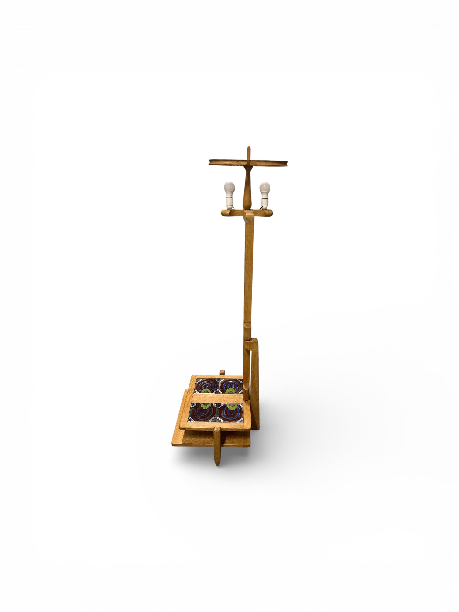Lampadaire en chêne et céramique par Guillerme & Chambron pour Votre Maison