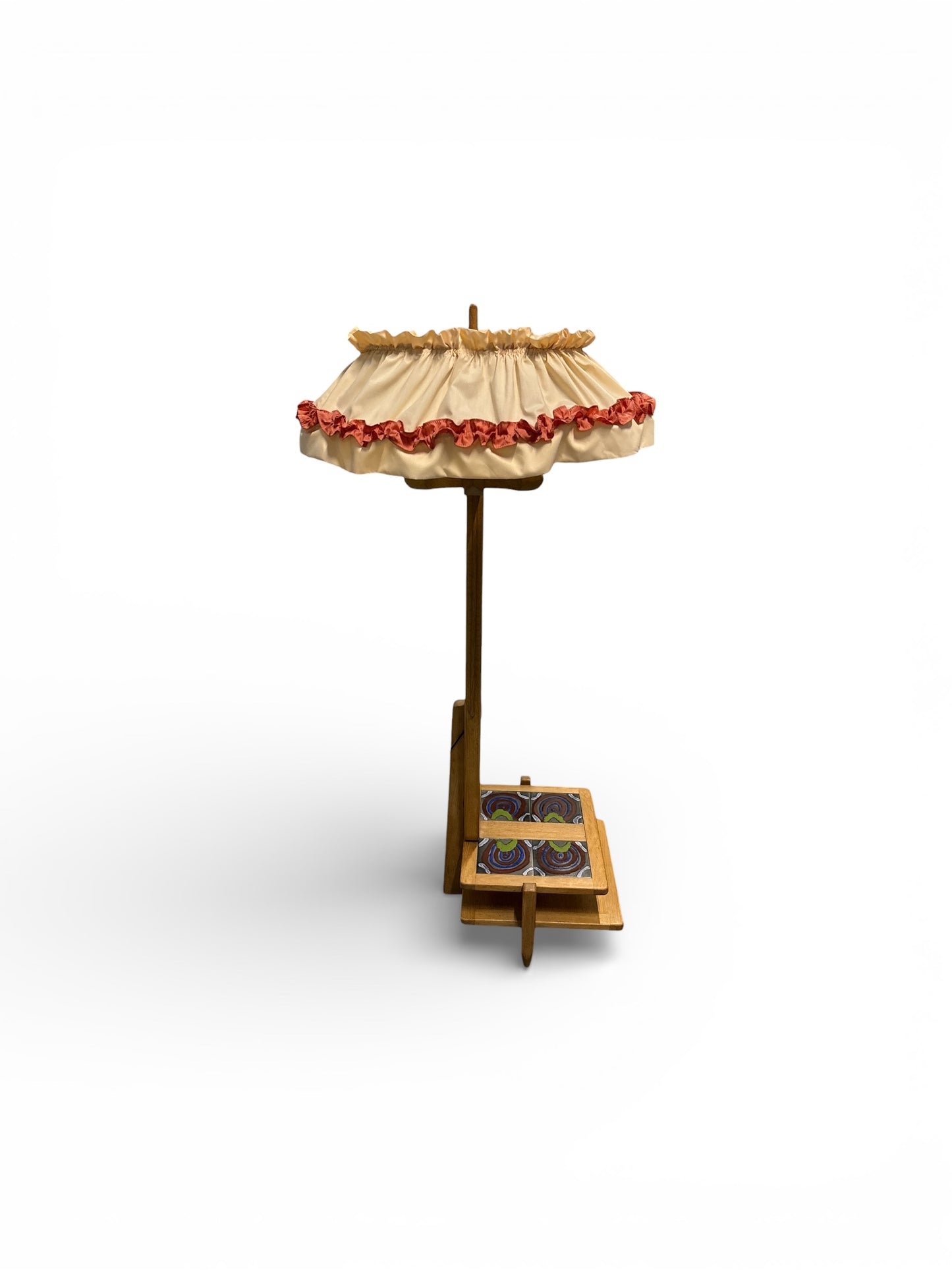 Lampadaire en chêne et céramique par Guillerme & Chambron pour Votre Maison