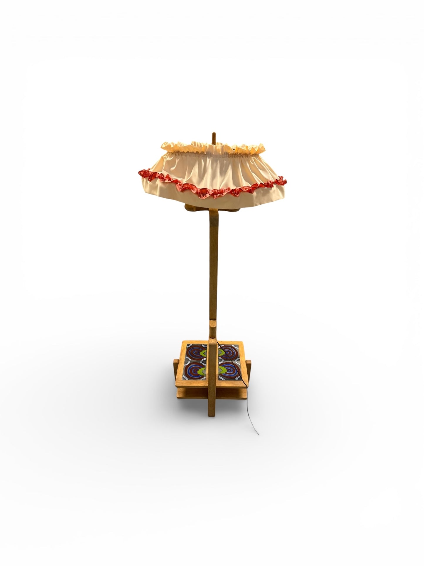 Lampadaire en chêne et céramique par Guillerme & Chambron pour Votre Maison
