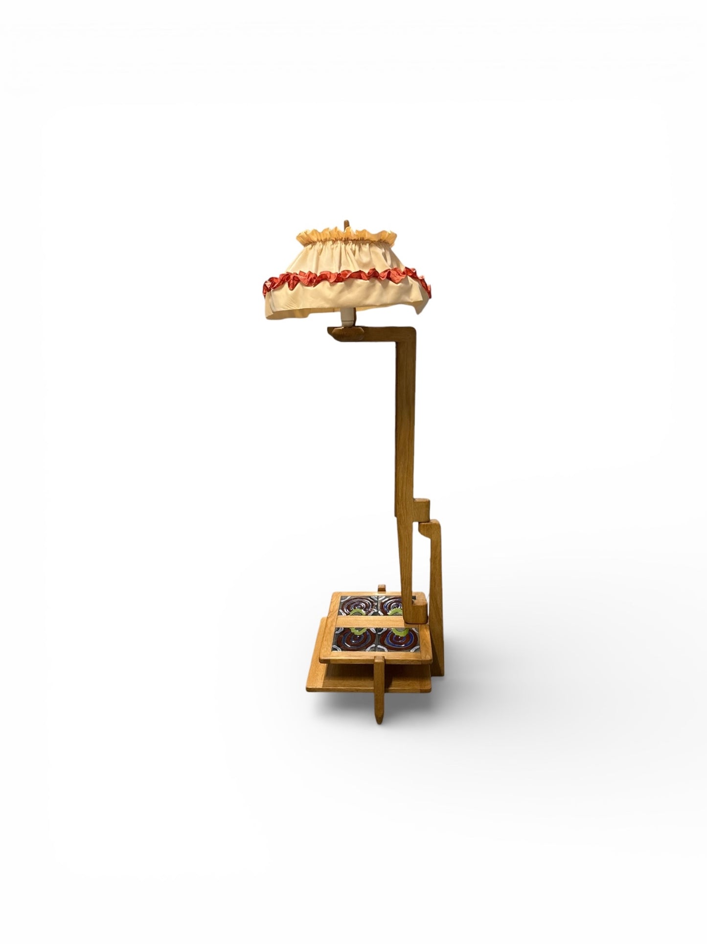 Lampadaire en chêne et céramique par Guillerme & Chambron pour Votre Maison