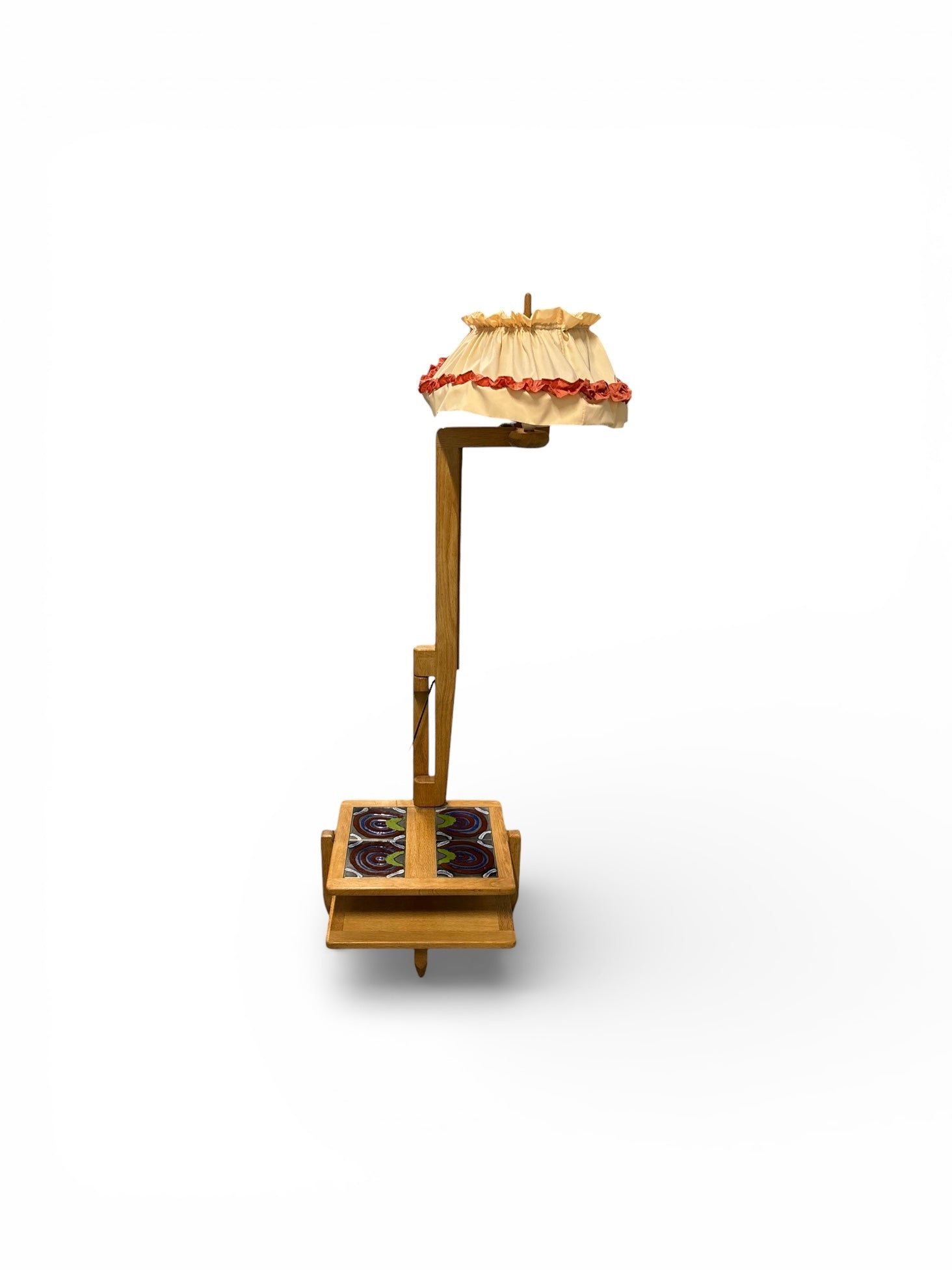 Lampadaire en chêne et céramique par Guillerme & Chambron pour Votre Maison