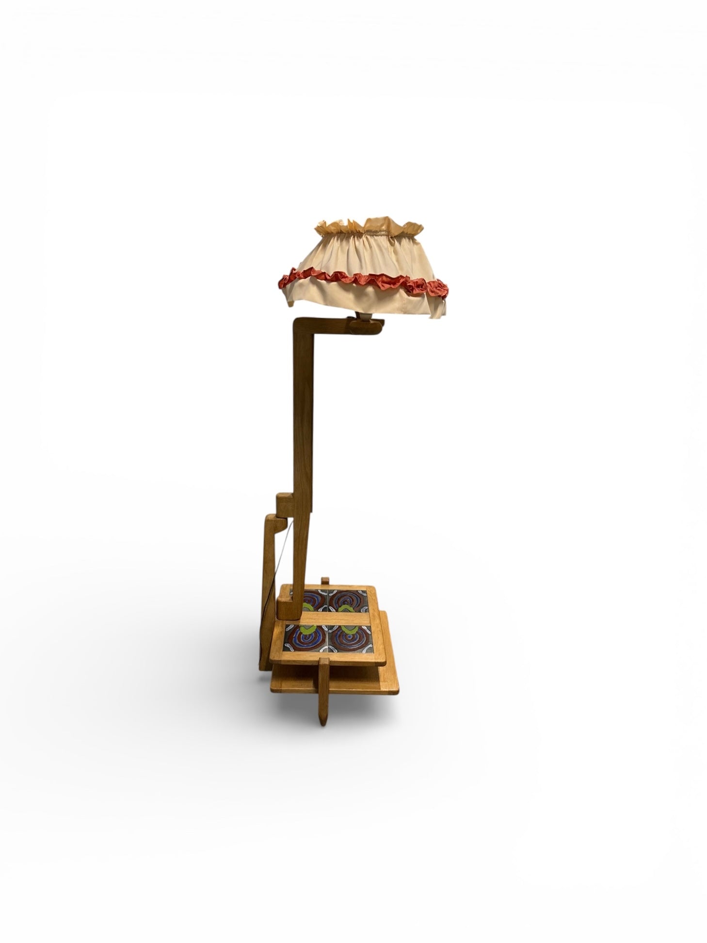 Lampadaire en chêne et céramique par Guillerme & Chambron pour Votre Maison