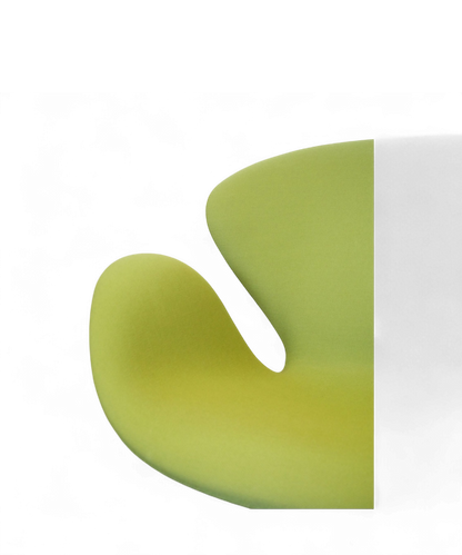 Fauteuil “Swan” par Arne Jacobsen pour Fritz Hansen, édition 2007, revêtement en tissu vert et piètement en aluminium, design scandinave emblématique du XXe siècle