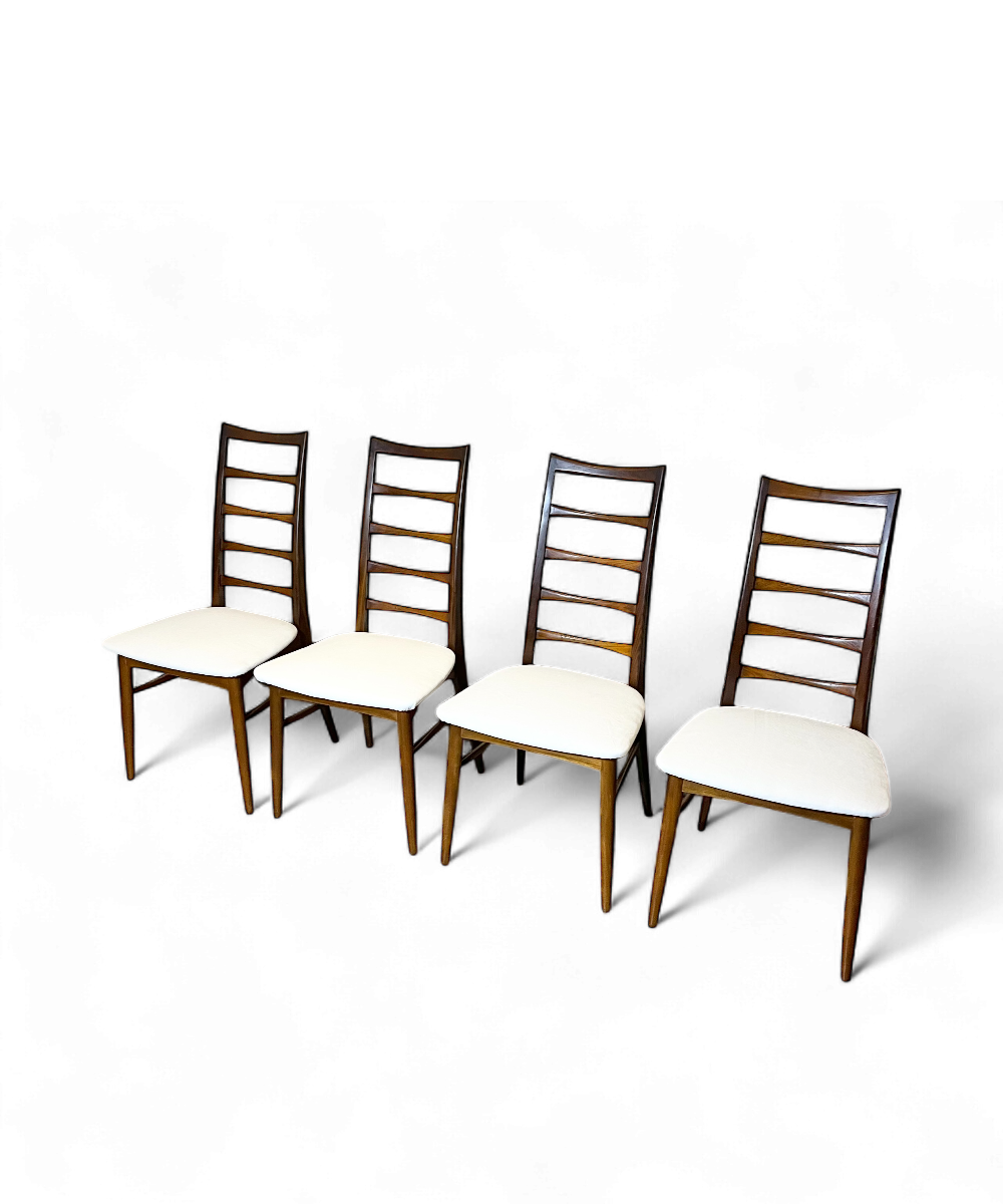 Ensemble de 4 chaises “Lis” par Niels Koefoed pour Koefoeds Hornslet, en palissandre de Rio, design danois de 1961.