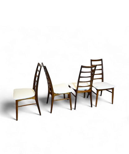 Ensemble de 4 chaises “Lis” par Niels Koefoed pour Koefoeds Hornslet, en palissandre de Rio, design danois de 1961.