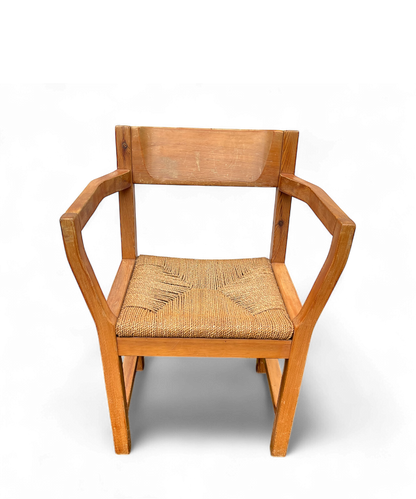 Paire de fauteuils scandinaves en pin et corde par Tage Poulsen pour GM Møbler, design danois des années 1960.