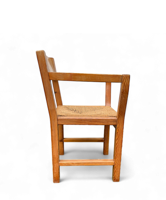 Paire de fauteuils scandinaves en pin et corde par Tage Poulsen pour GM Møbler, design danois des années 1960.