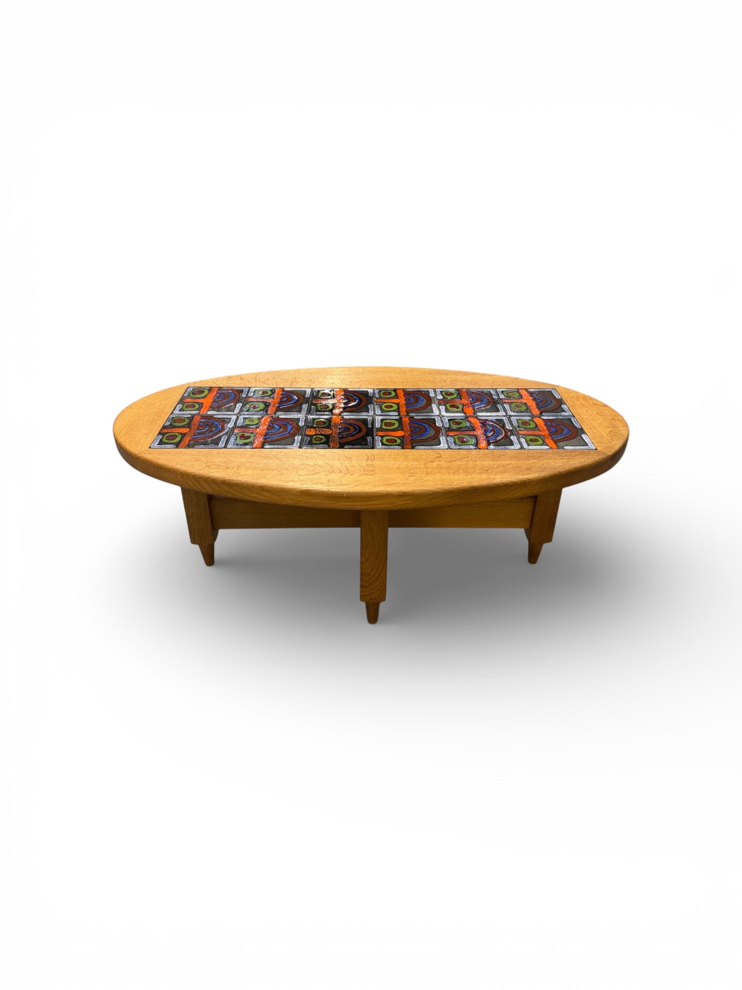 Table basse ovale en chêne et céramique par Guillerme & Chambron pour Votre Maison