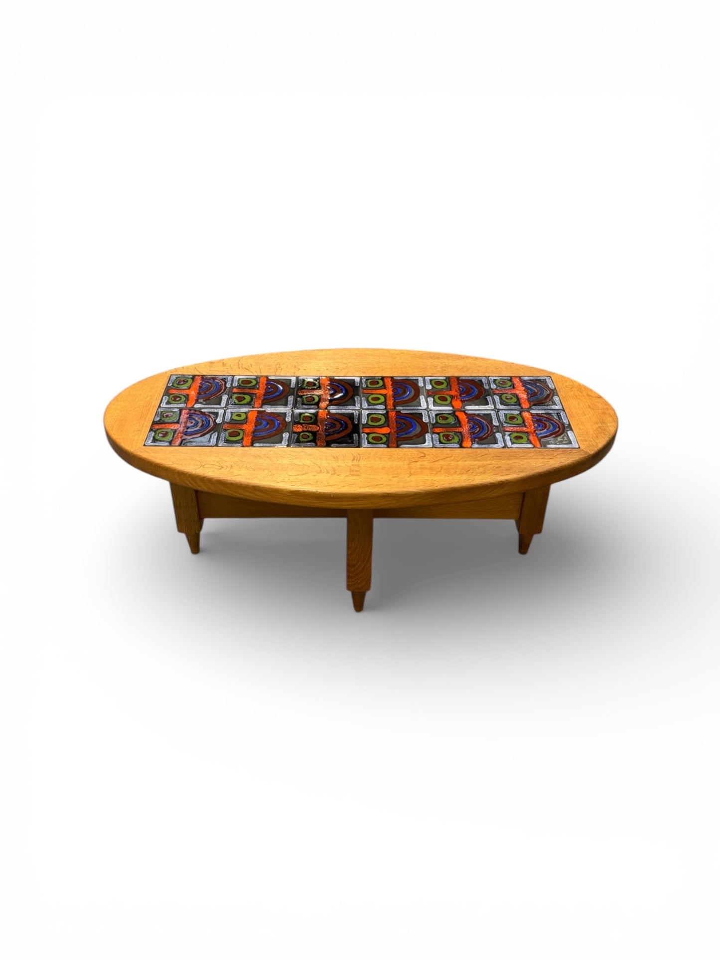 Table basse ovale en chêne et céramique par Guillerme & Chambron pour Votre Maison