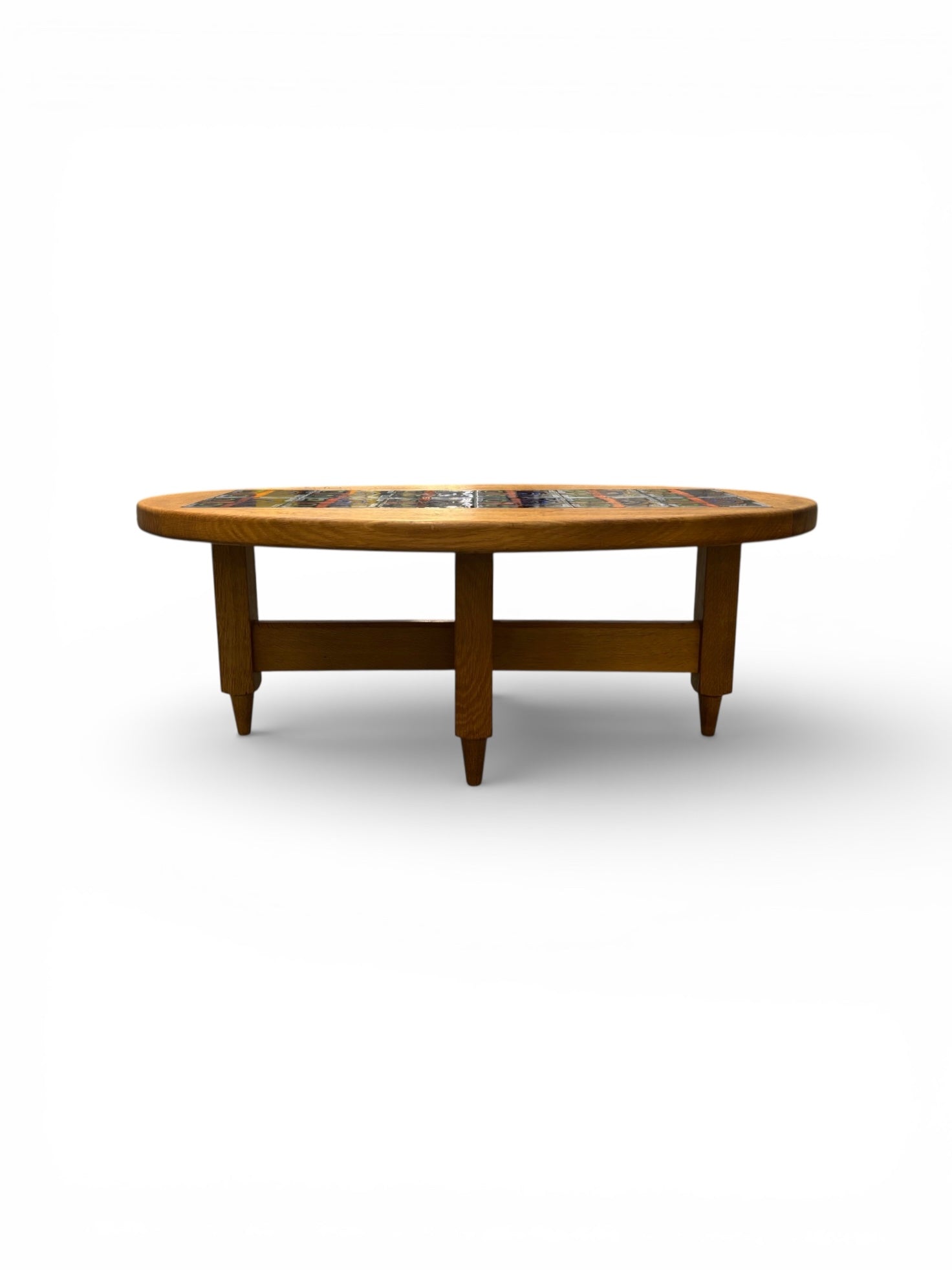 Table basse ovale en chêne et céramique par Guillerme & Chambron pour Votre Maison