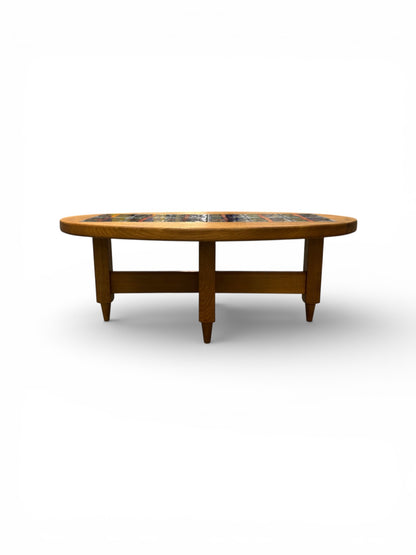 Table basse ovale en chêne et céramique par Guillerme & Chambron pour Votre Maison